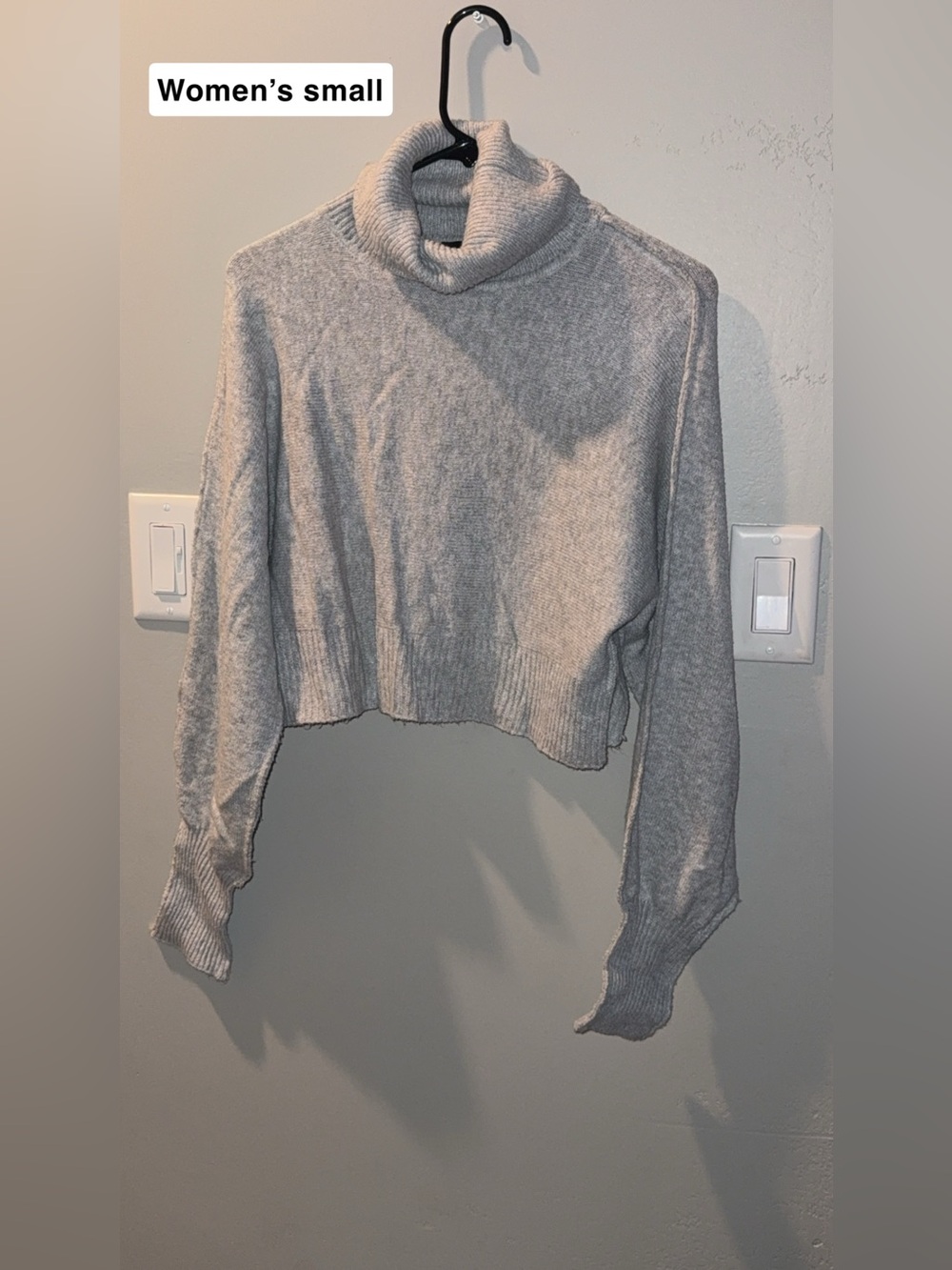 Gray Turtleneck Cropped Sweater - Women's Cozy Knit